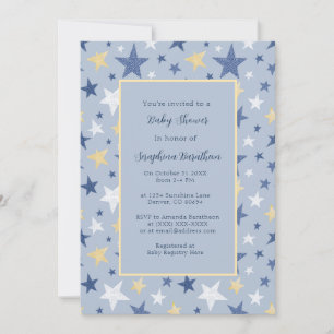 Invitation Marine & Yellow Winter Stars Personnalisé Baby Sho