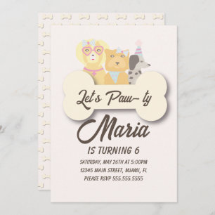 Invitation Marionnette Anniversaire Paw Party Chien à thème