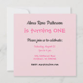 Invitation Marionnette dans le bain une fille d'un an anniver (Dos)