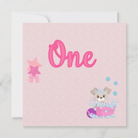 Invitation Marionnette dans le bain une fille d'un an anniver (Devant)