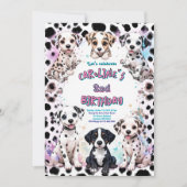 Invitation Marionnettes de Dalmatie rose Violet Anniversaire (Devant)