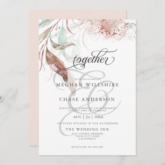 INVITATION MARITIME | Pastel Aquarelle Foliing (Devant / Derrière)