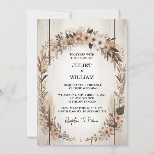 Invitation Mark Garden Floral Spring Boho Boho Rustique Maria (Devant)