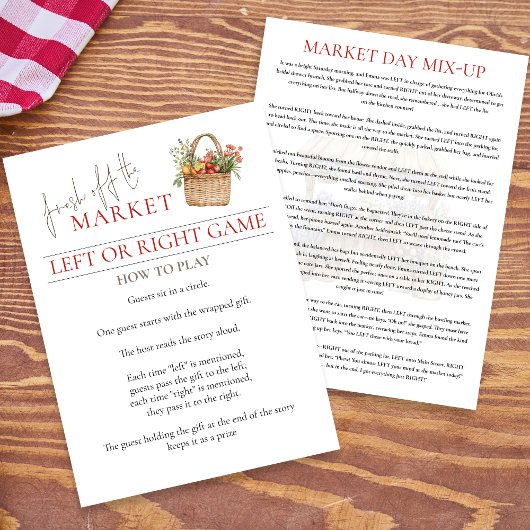 Invitation Market Left Or Right Bridal Shower Game card