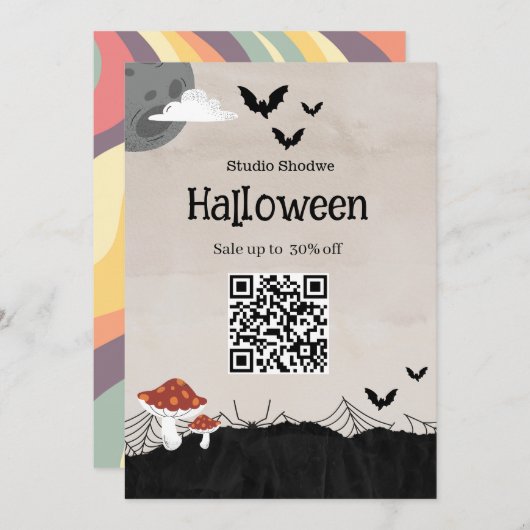 Invitation Marketing de vente Halloween beige (Devant / Derrière)