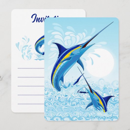 Invitation Marlin Bleu Jaillissant de l'Océan (Devant / Derrière)
