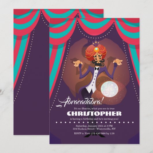 Invitation Marlin l'invitation du magicien (Devant / Derrière)