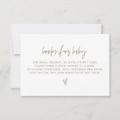 Invitation MARLO Bohemian Olive Green Livres pour Baby Card (Devant)