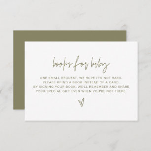 Invitation MARLO Bohemian Olive Green Livres pour Baby Card