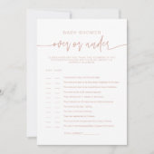 Invitation MARLO Boho Blush Pink Over Under Baby shower Game (Devant)