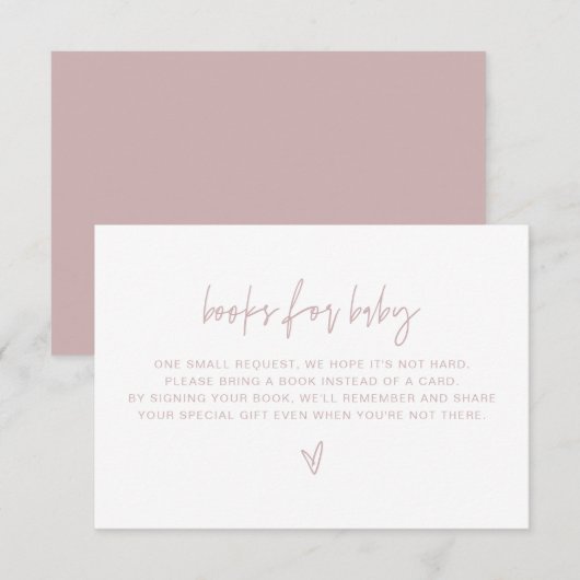 Invitation MARLO Boho Dusty Livres Roses pour Baby Card (Devant / Derrière)