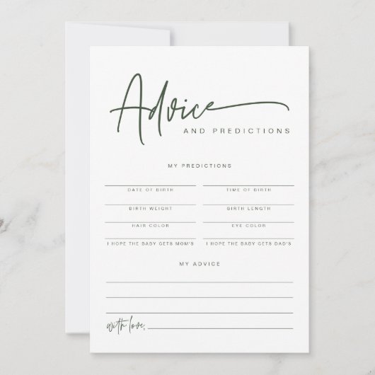 Invitation MARLO Boho Forest Green Baby Conseils & Prédiction (Devant)