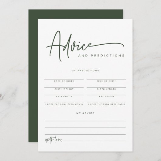 Invitation MARLO Boho Forest Green Baby Conseils & Prédiction (Devant / Derrière)