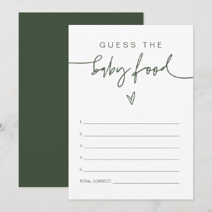 Invitation MARLO Boho Forest Green Guess the Baby Food Game
