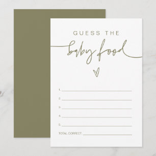 Invitation MARLO Boho Olive Green Guess the Baby Food Game