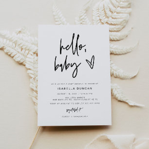 Invitation MARLO Moderne minimaliste Baby shower noir & blanc