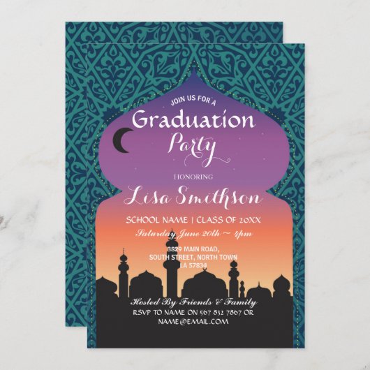 Invitation marocain de mille et une nuits de fête (Devant / Derrière)