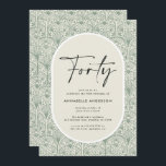 Invitation Marocain moderne bohème vert élégant anniversaire<br><div class="desc">Carte d'invitation moderne bohème élégant marocain d'inspiration 40ème anniversaire. Moderne sur tendance sauge vert couleur arrière.</div>