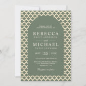 Invitation Marocain Quatrefoil Boho Sage Green Arche Mariage (Devant)
