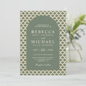 Invitation Marocain Quatrefoil Boho Sage Green Arche Mariage (Debout devant)
