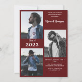 Invitation Maron Bourgogne moderne Photo Graduation Party (Dos)