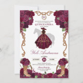 Invitation Maron de Bourgogne Charro Vestidos Quinceañera (Devant)