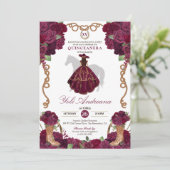 Invitation Maron de Bourgogne Charro Vestidos Quinceañera (Debout devant)