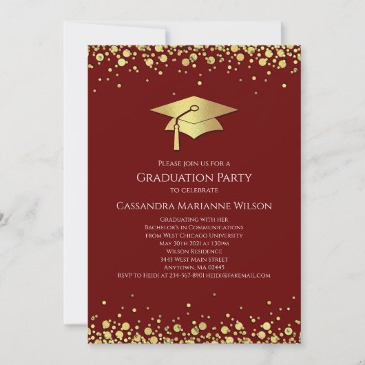 Invitation Maroon and Gold Graduation (Devant)