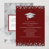 Invitation Maroon and Silver Graduation (Devant / Derrière)