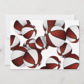 Invitation maroon blanc basket-ball garçons filles fête d'ann (Dos)