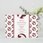 Invitation maroon blanc sport fille volleyball fête d'anniver (Debout devant)