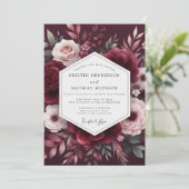Invitation Maroon Bloom Romance Wedding (Debout devant)