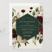 Invitation Maroon Bloom Romantic Elegance Wedding (Devant / Derrière)