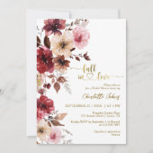 Invitation Maroon Blush Fall In Love Gold Boho Fête des marié (Devant)
