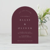 Invitation Maroon Bourgogne Boho Arch Mariage moderne (Debout devant)