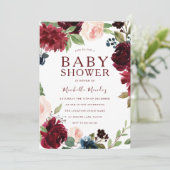 Invitation Maroon Bourgogne Rouge Beau Baby shower (Debout devant)