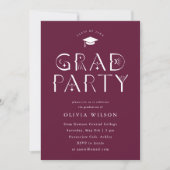 Invitation Maroon Céleste Typographie Grad Party (Devant)