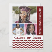 Invitation Maroon Chevron Graduation 3 Photo (Devant)