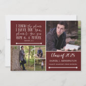 Invitation Maroon Christian Verse Graduation Photo Collage (Devant)