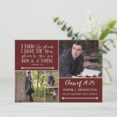 Invitation Maroon Christian Verse Graduation Photo Collage (Debout devant)