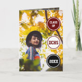 Invitation Maroon Circles Photo Graduation (Devant)