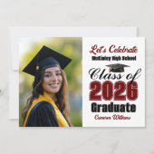 Invitation Maroon Class of 2026 Photo Graduation Party (Devant)