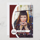 Invitation Maroon Courbé Frame Photo Graduation (Devant)