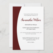 Invitation Maroon Courbé Frame Photo Graduation (Dos)