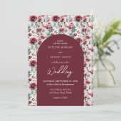 Invitation Maroon de Boho et fleurs sauvages roses arquées (Debout devant)