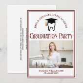 Invitation Maroon Dental School Photo Custom Graduation Party (Devant / Derrière)