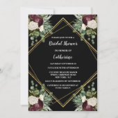 Invitation Maroon d'or blanc rose botanique chic floral (Devant)