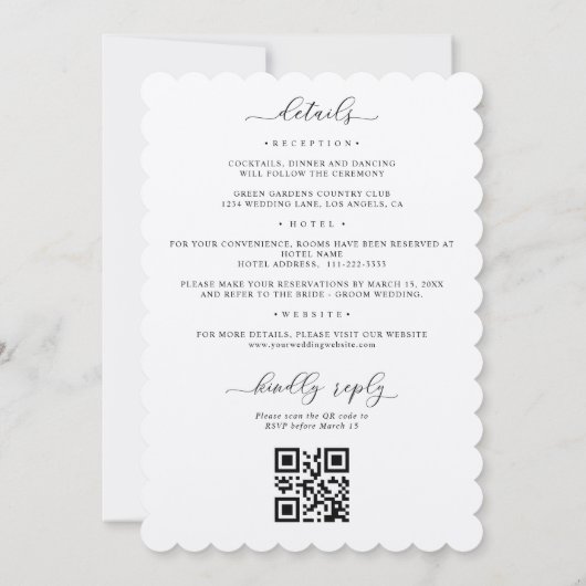 Invitation Maroon Dusty Rose Floral Tout en 1 QR Code Mariage (Dos)