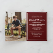 Invitation Maroon Edgy Abstrait Torn Photo Graduation (Intérieur)