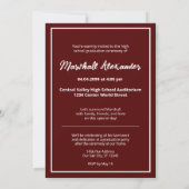 Invitation Maroon Edgy Abstrait Torn Photo Graduation (Dos)